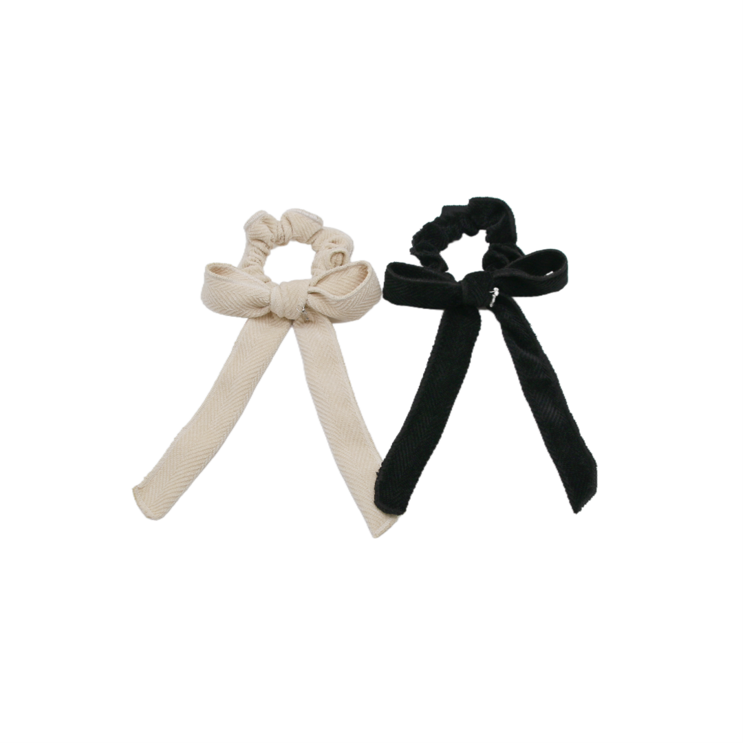 pony scrunchie suede pattern bow
