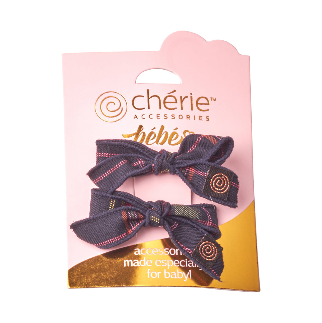clip plaid bow set