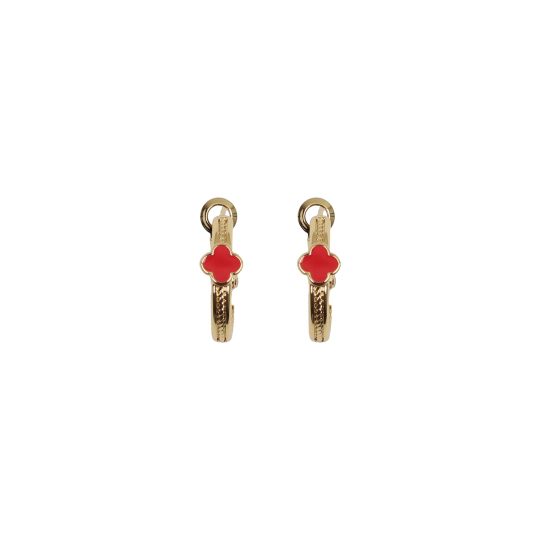 earring enamel clover hoops