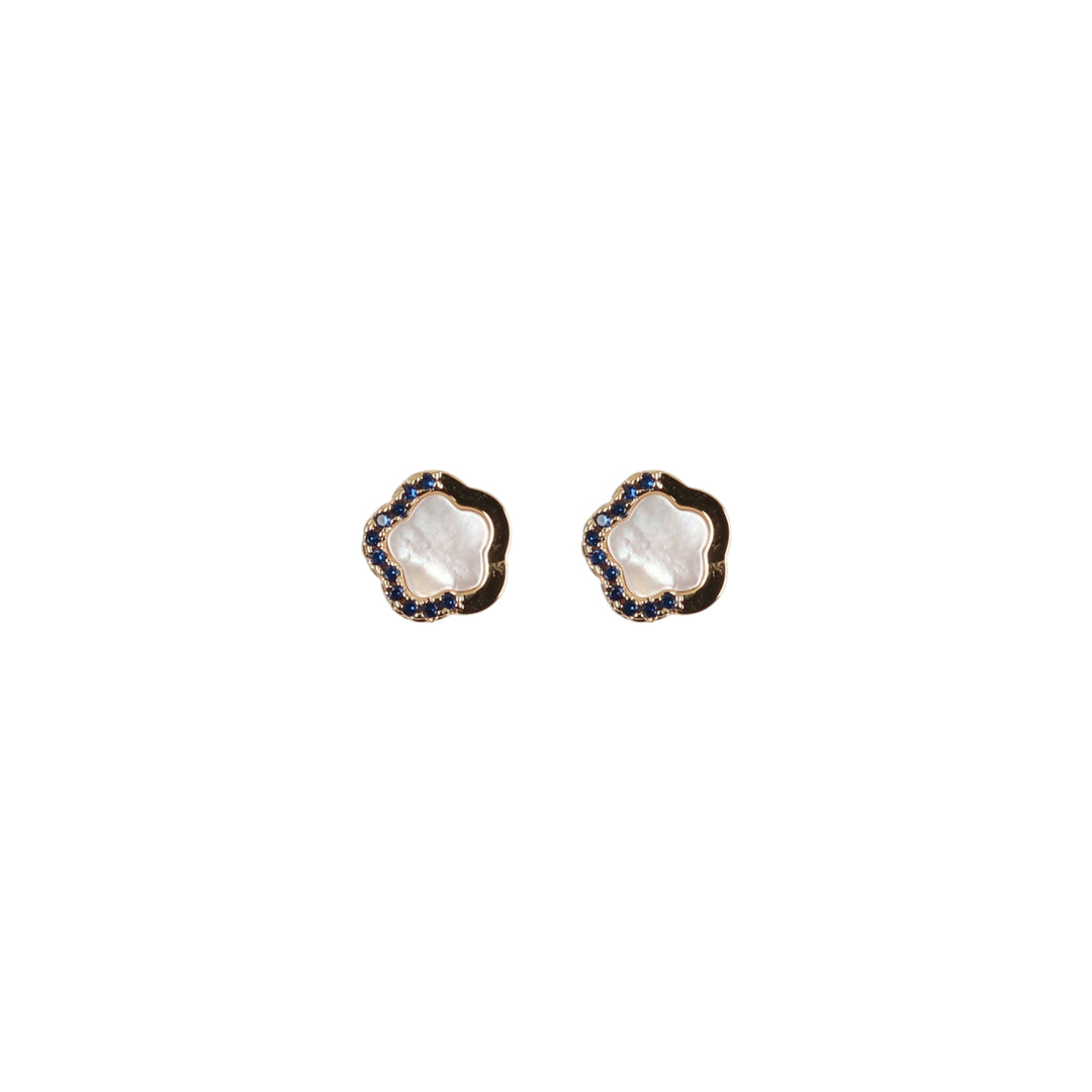 earring split cz edge 5 petal clover studs
