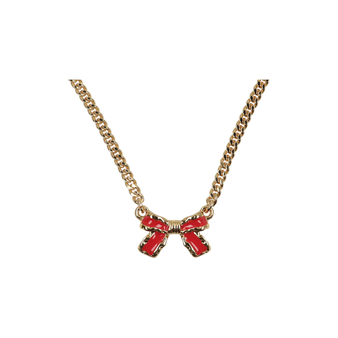 necklace hammered edge enamel bow
