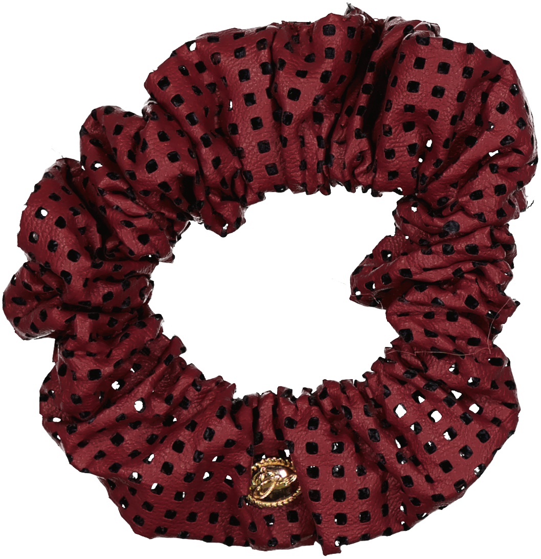pony scrunchie perforated leather narrow