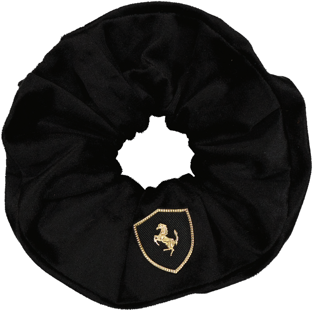 pony scrunchie velvet emblem