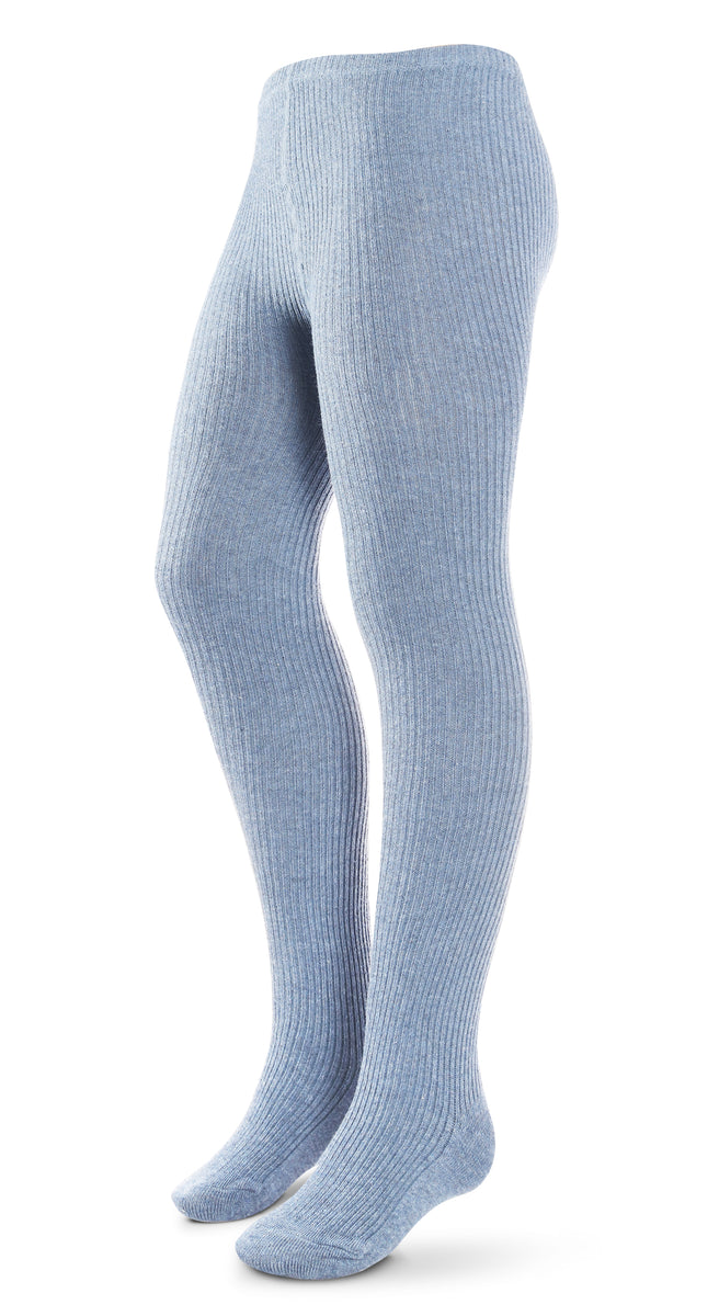 Women's Ribbed Tights in Organic Cotton. Flat-seamed, thin-ribbed