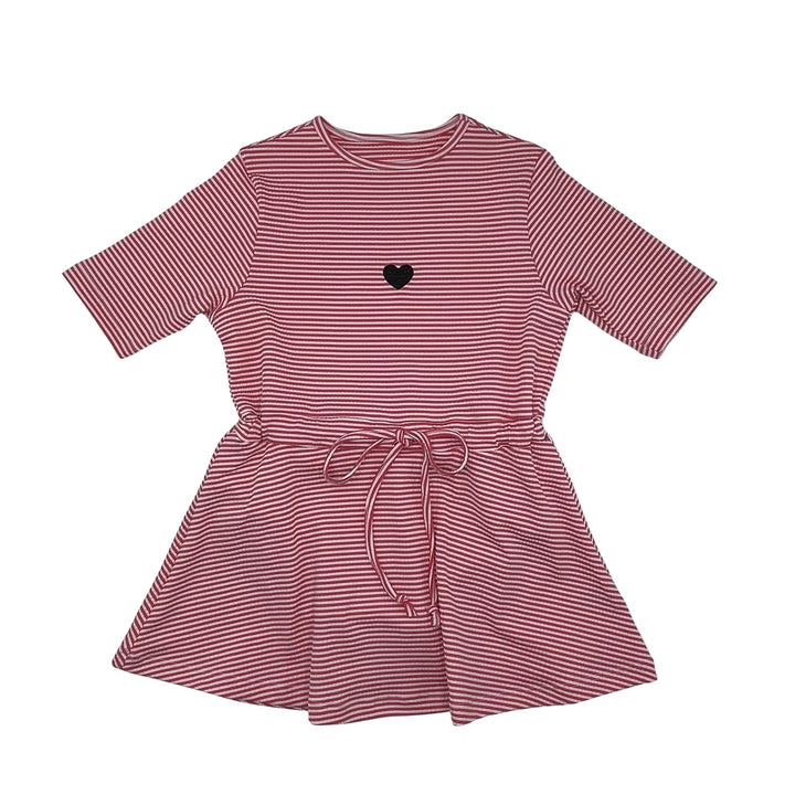 swimdress striped heart drawstring waist