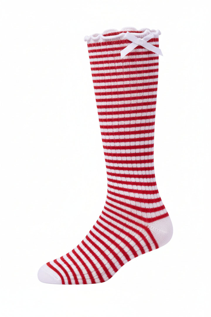 knee striped scalloped edge