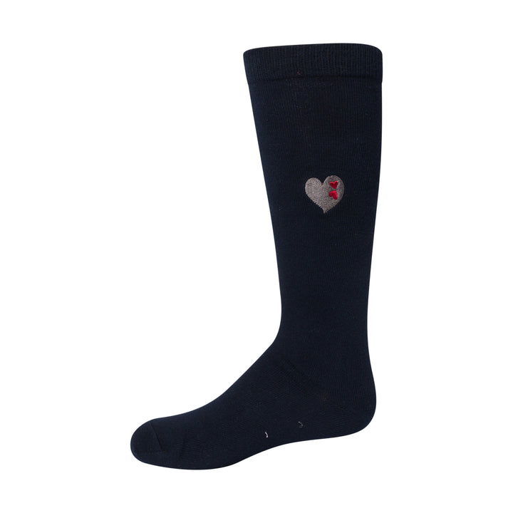 knee embroidered double heart