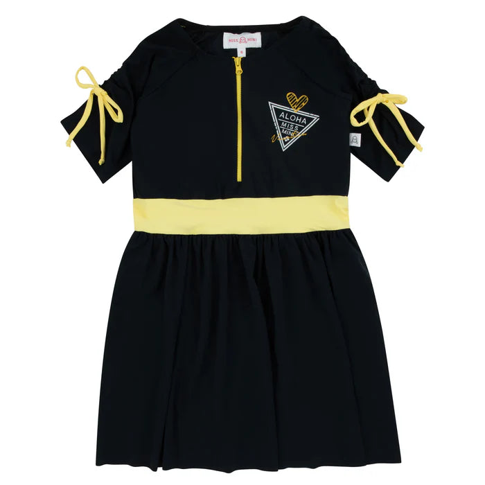 swimdress postcard color contrast half zip