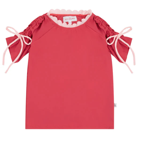 swim tee scalloped detail drawstring