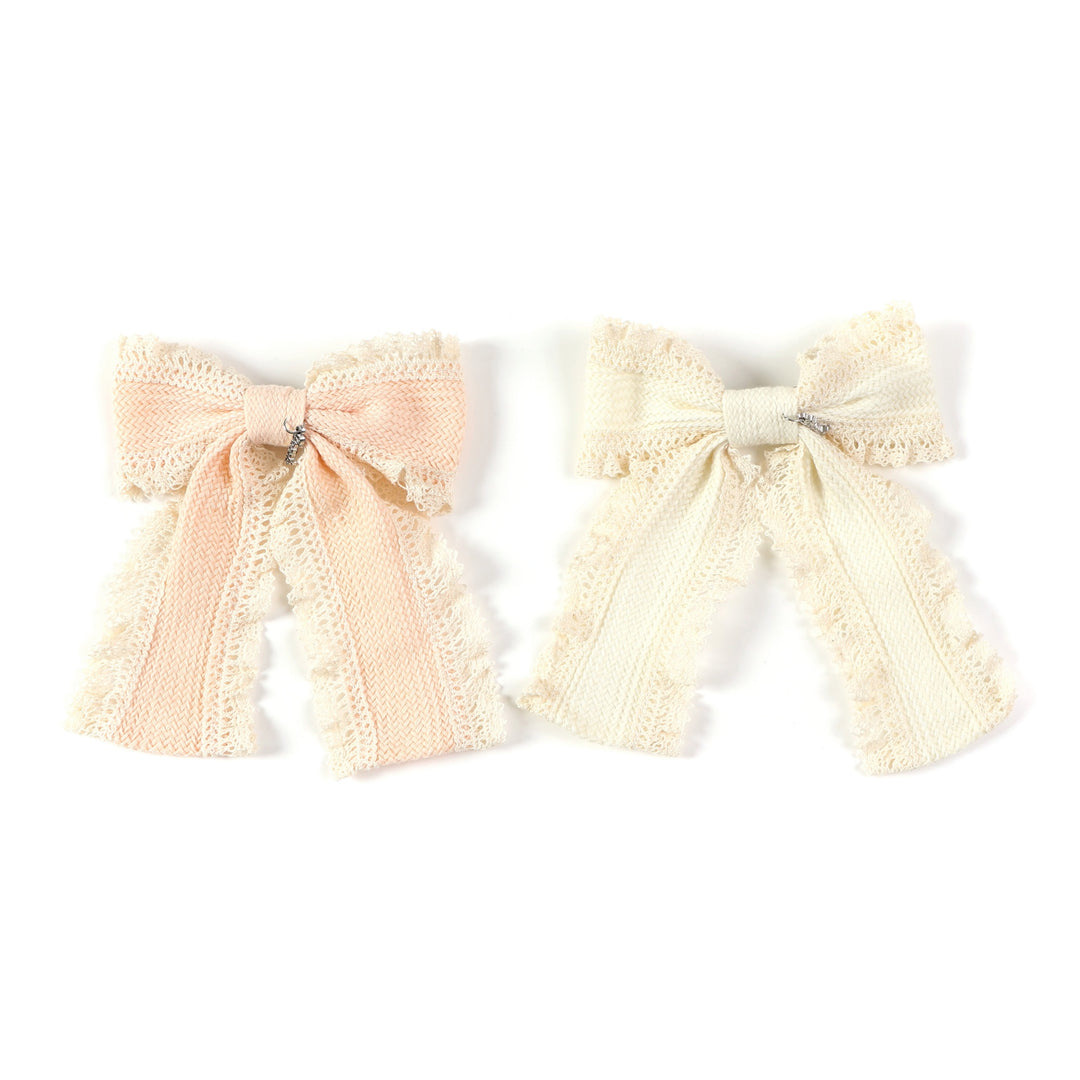 clip satin with lace bow
