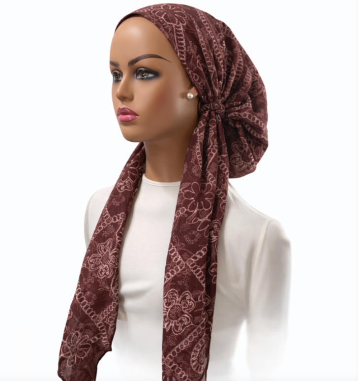 headscarf closed embroidered botanica