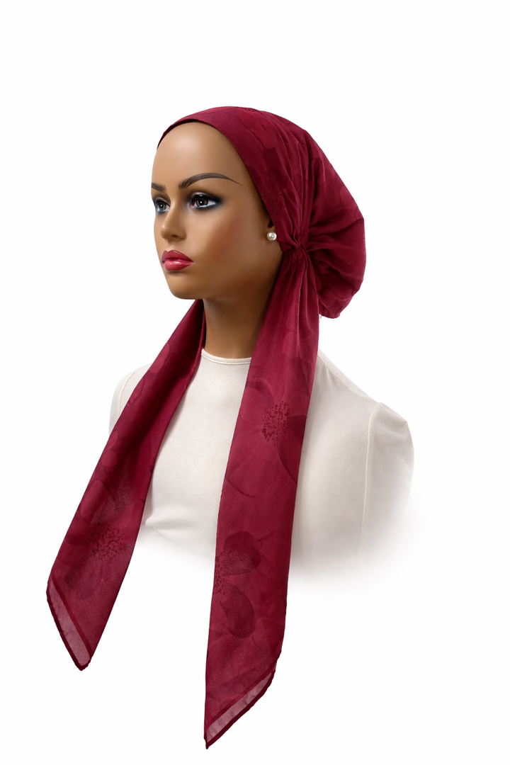 headscarf closed ink flower
