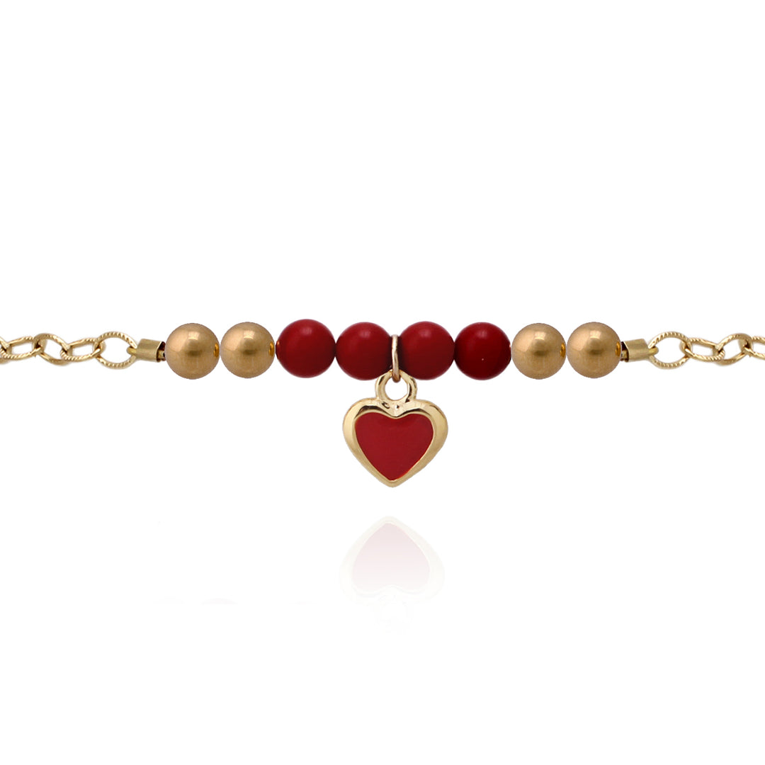 bracelet enamel heart half strung