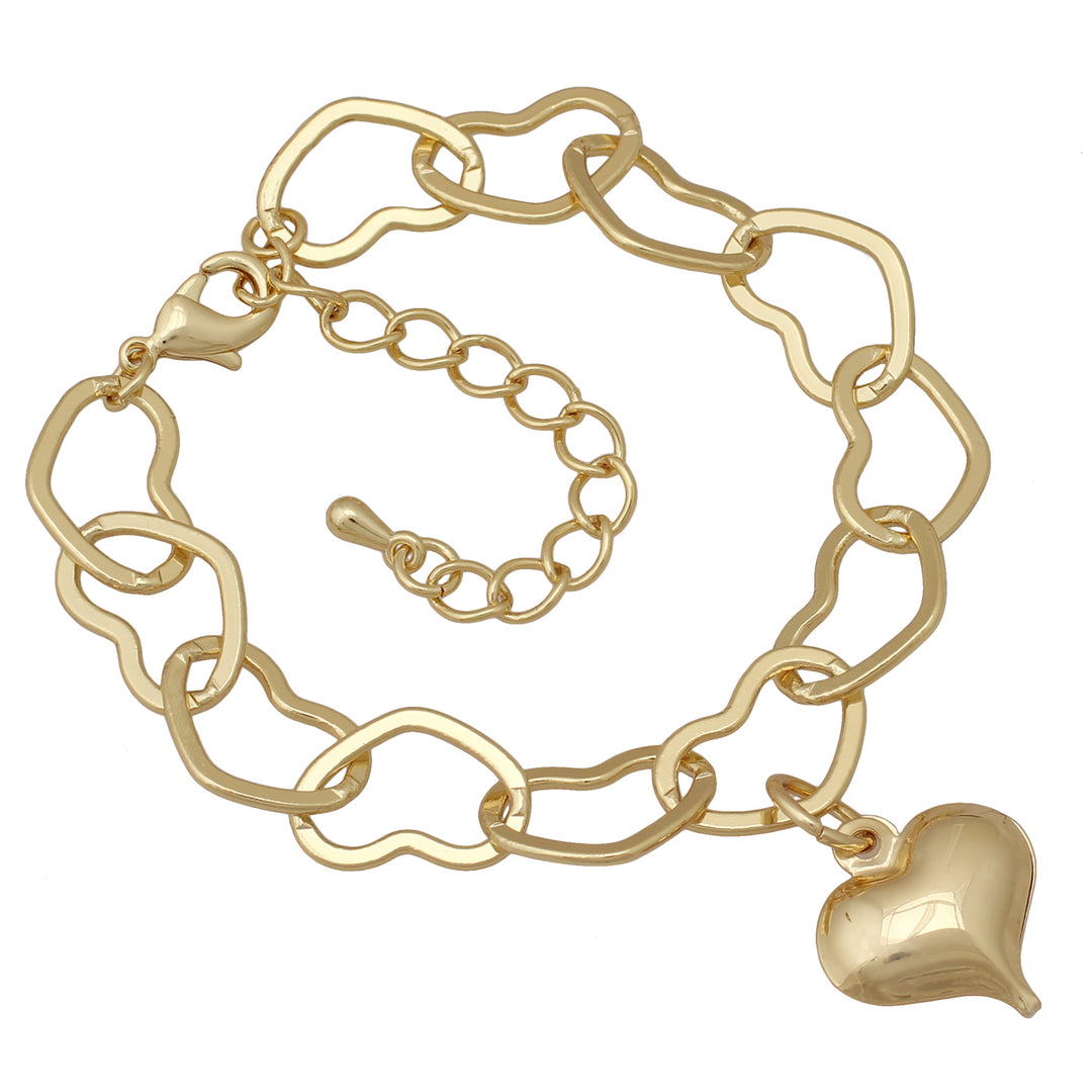 bracelet heart link w charm