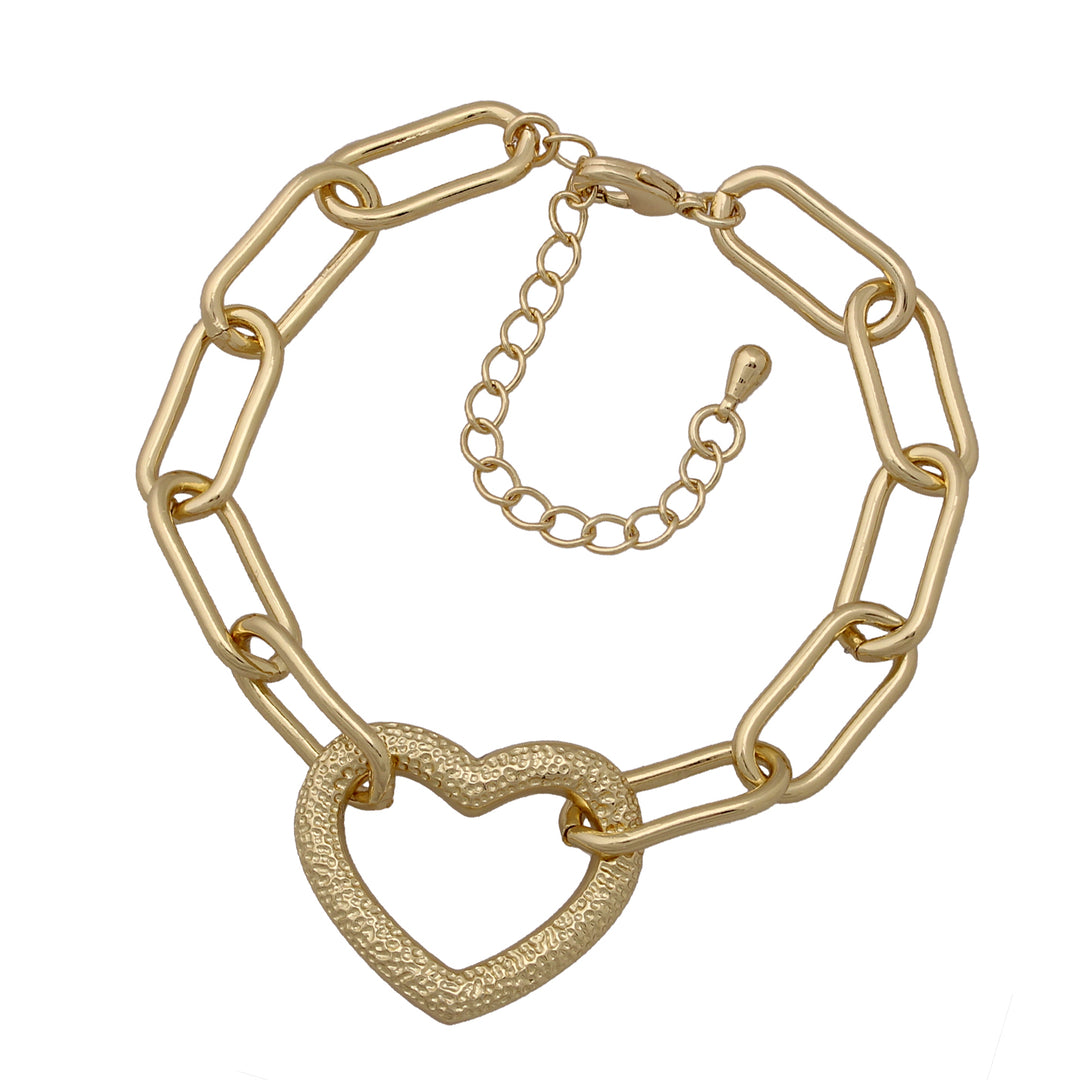 bracelet heart center paperclip link