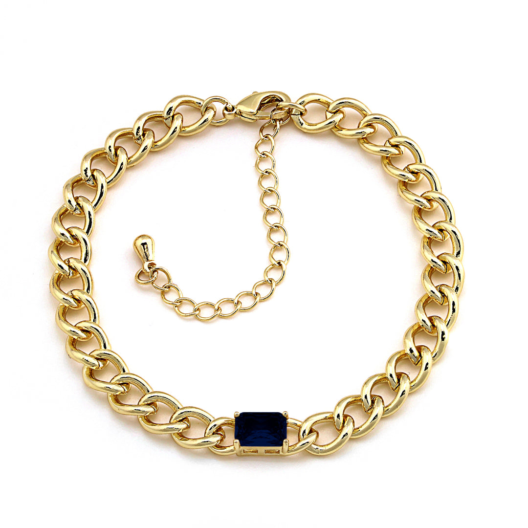 bracelet curb chain w rectangle stone