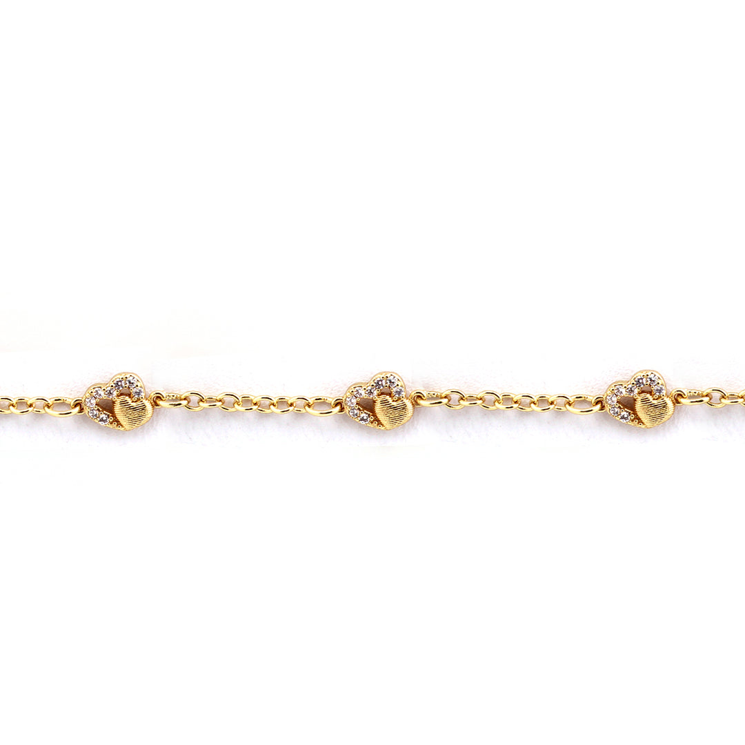 bracelet cut in cz double heart