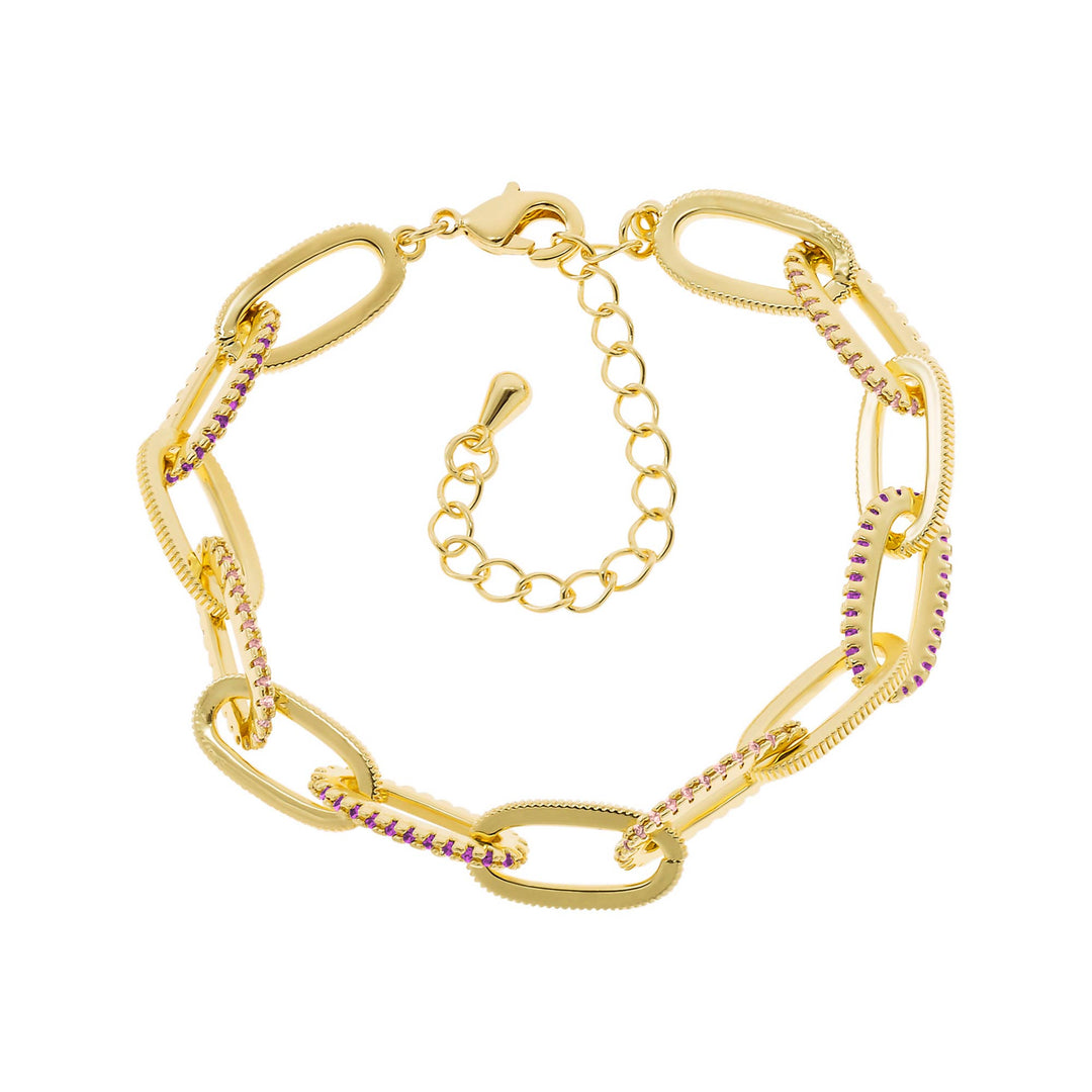 bracelet ribbed and cz links