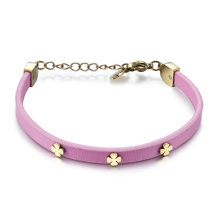bracelet leather band clover