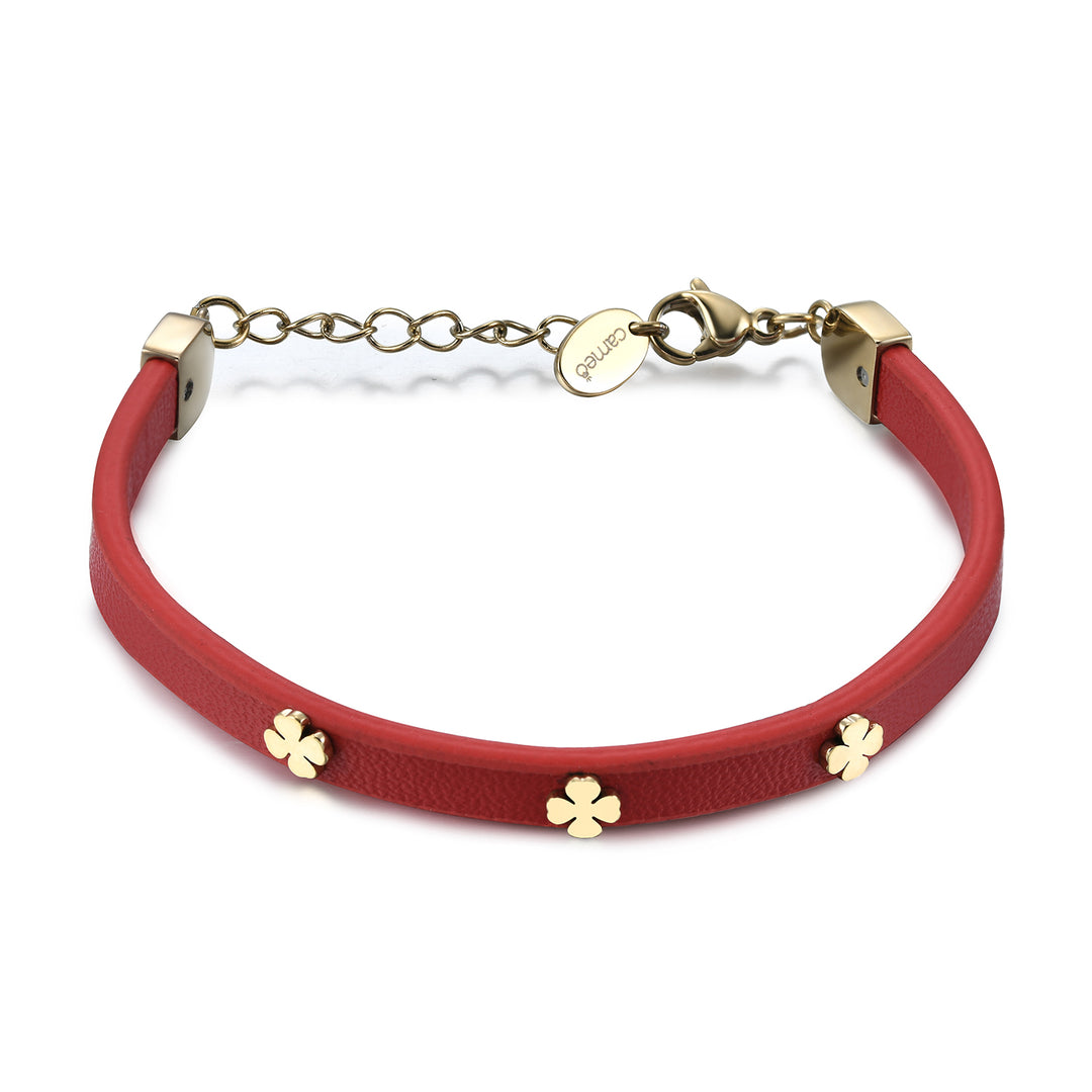 bracelet leather band clover