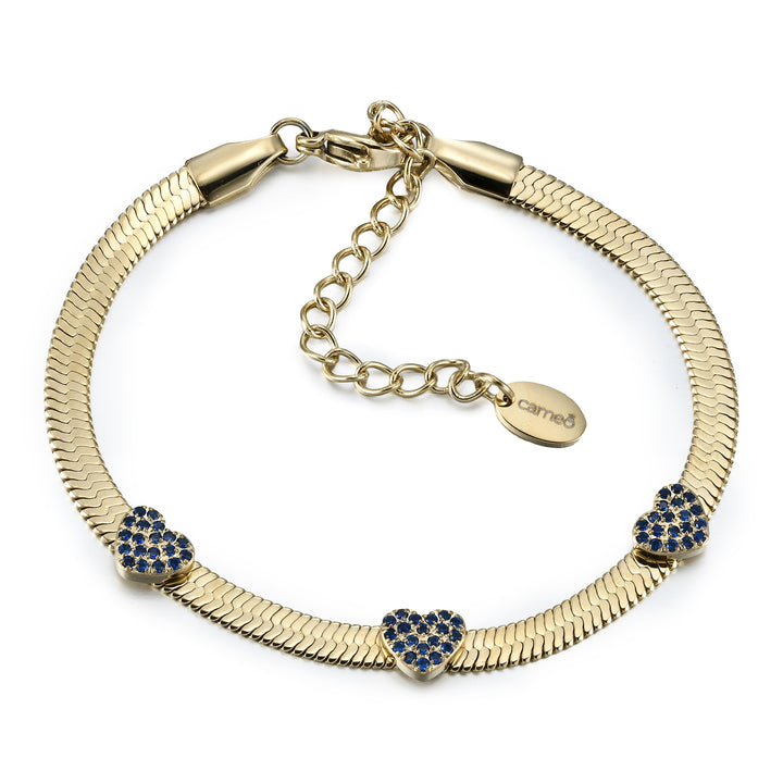 bracelet pave hearts on snake chain