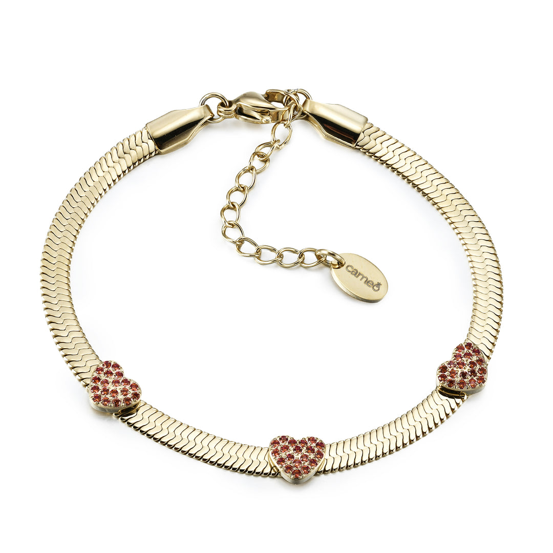 bracelet pave hearts on snake chain