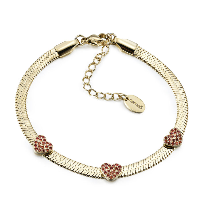 bracelet pave hearts on snake chain