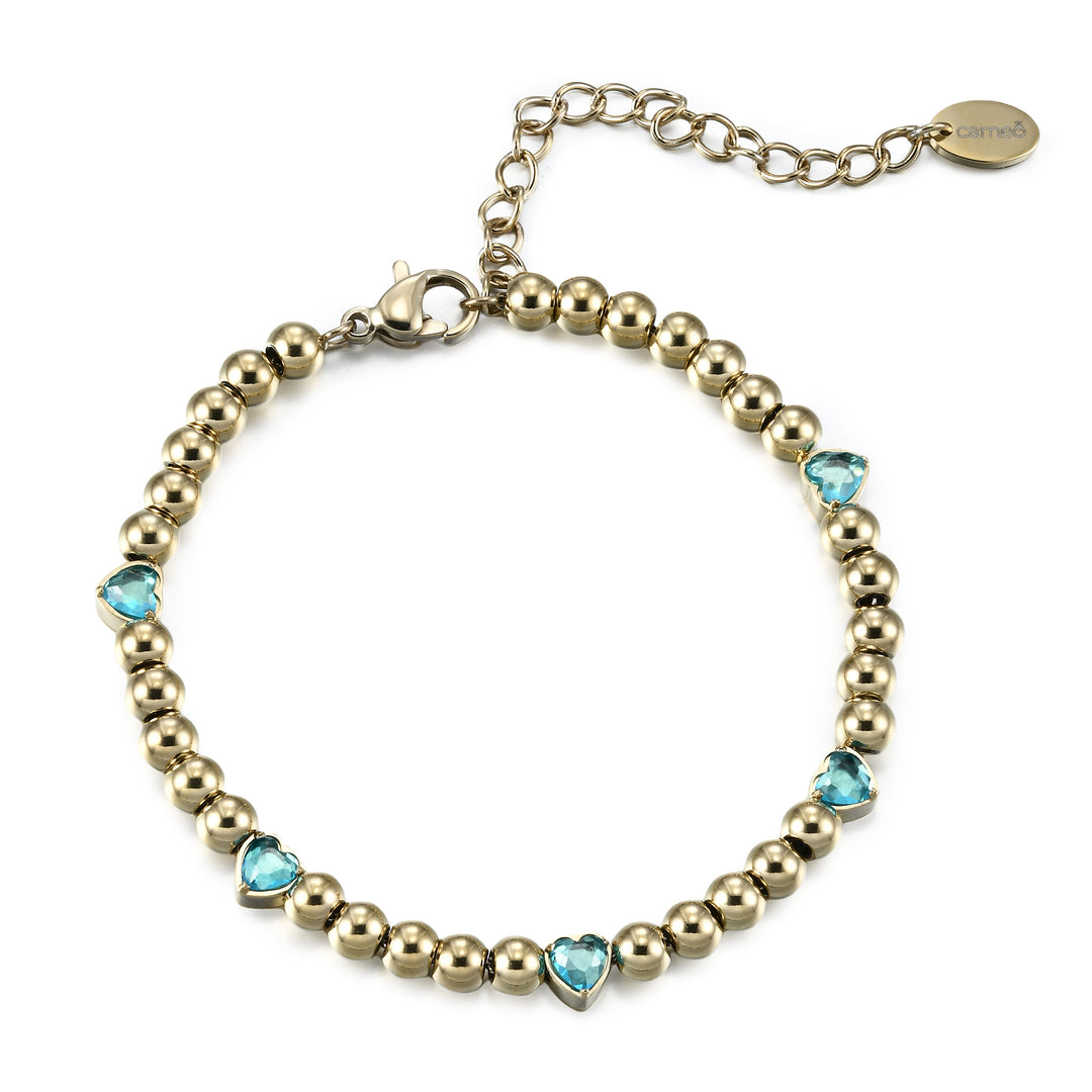 bracelet gemstone heart gold ball