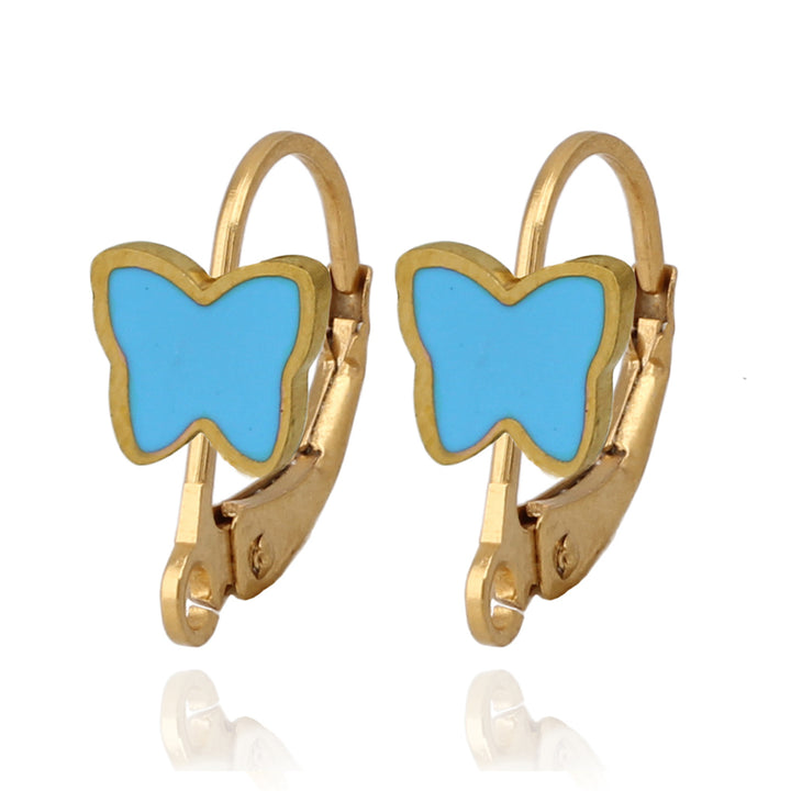 earring grooved frame butterfly plain loop