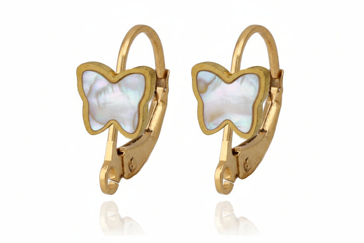 earring grooved frame butterfly plain loop
