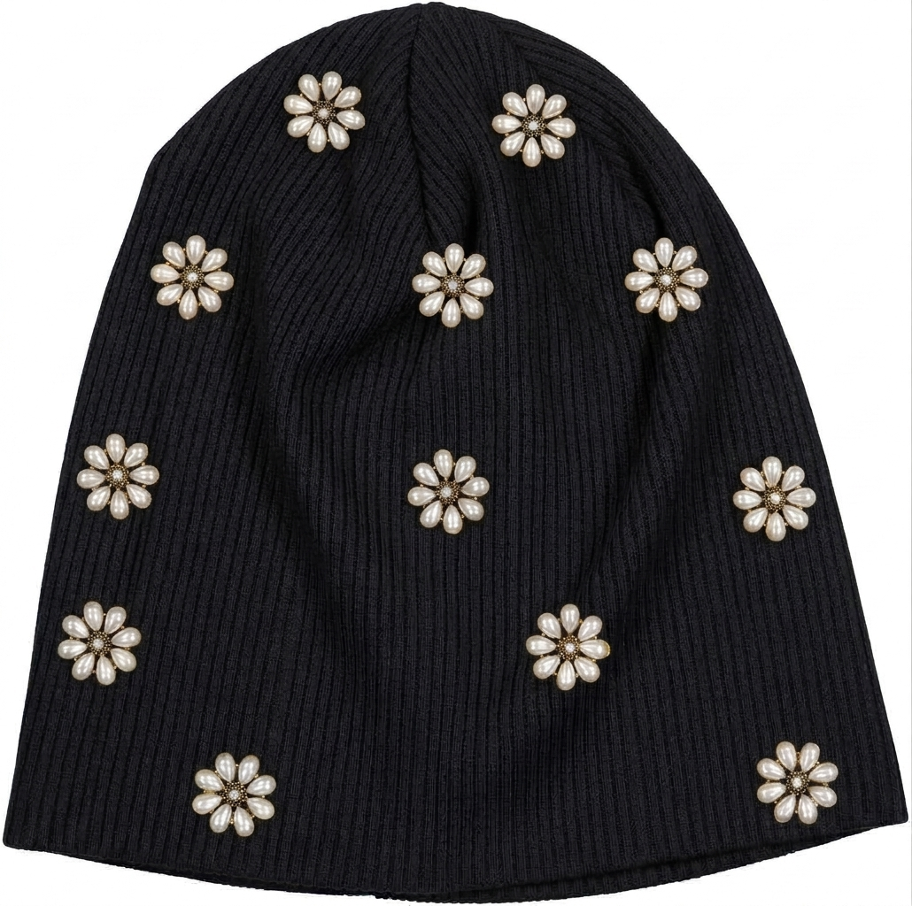 beanie scattered pearl flowers