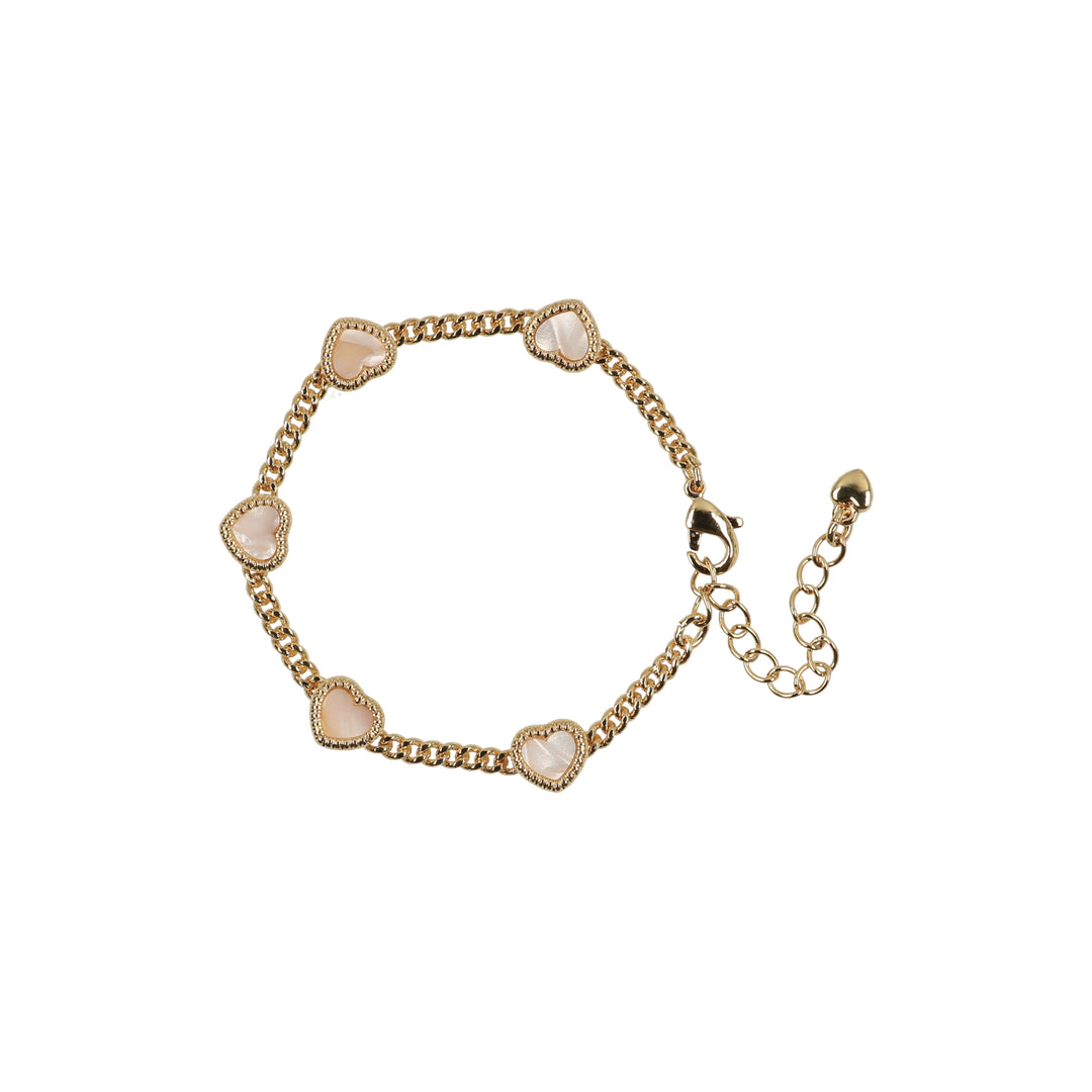 bracelet ridged edge acrylic heart cuban link