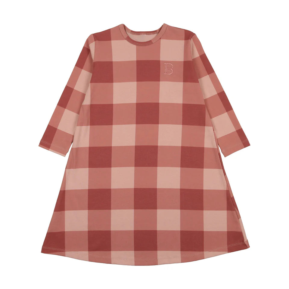 Bonjoy Grid Long Nightgown - Berry Bonjoy Grid Long Nightgown - Berry