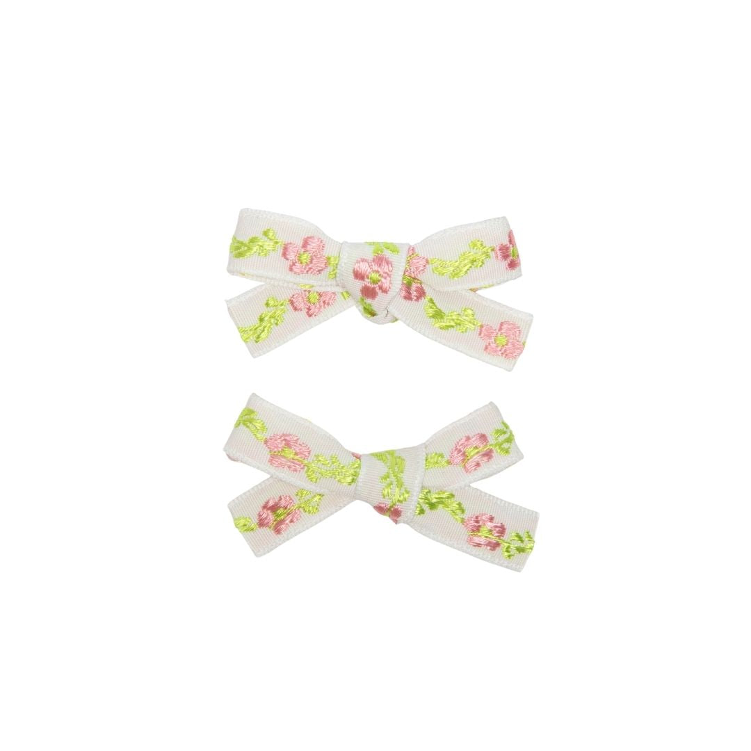 clip embroidered ribbon bow set