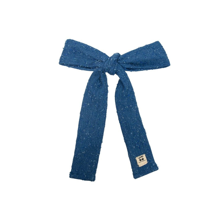 clip fray denim long bow