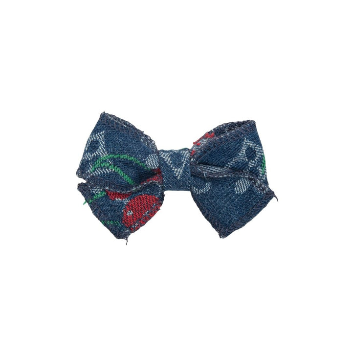 clip denim cherry bow