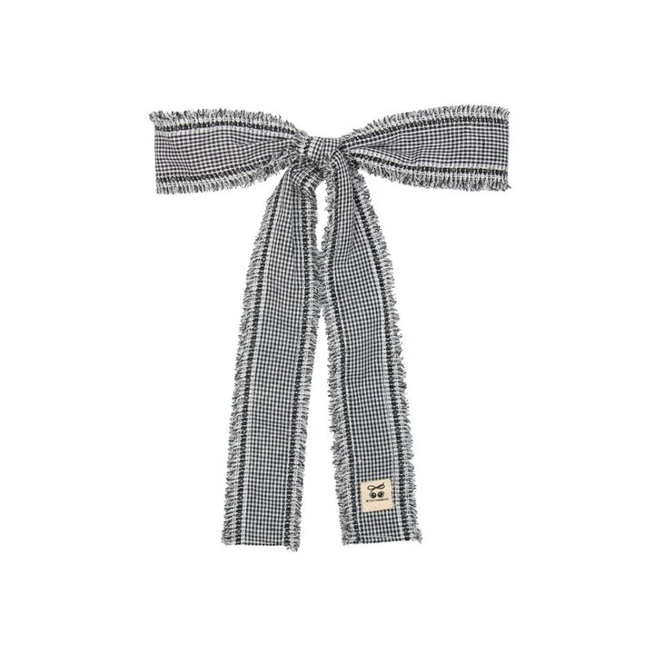 clip pin stripe and gingham with edge long bow