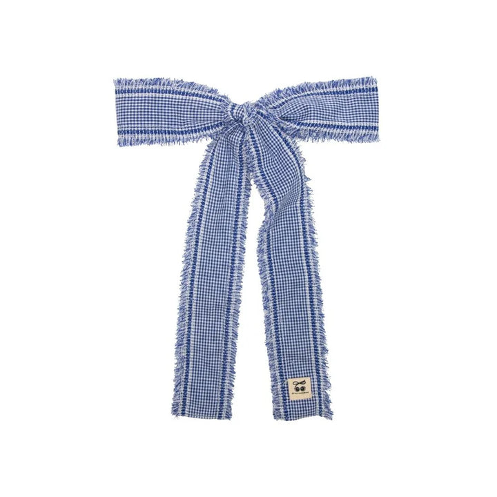 clip pin stripe and gingham with edge long bow