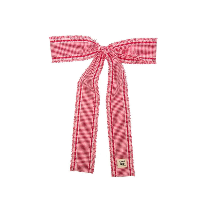 clip pin stripe and gingham with edge long bow
