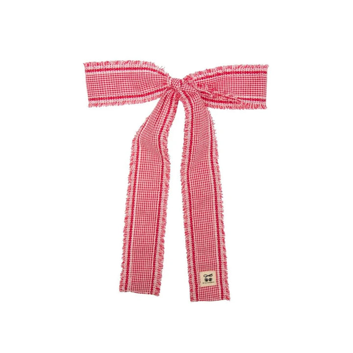 clip pin stripe and gingham with edge long bow