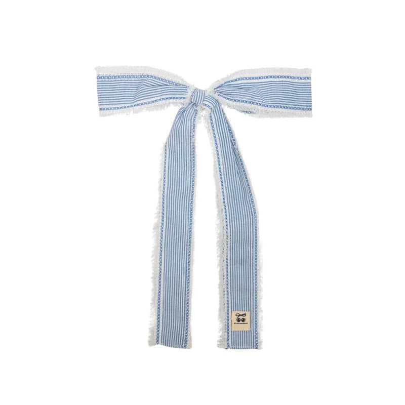 clip pin stripe and gingham with edge long bow