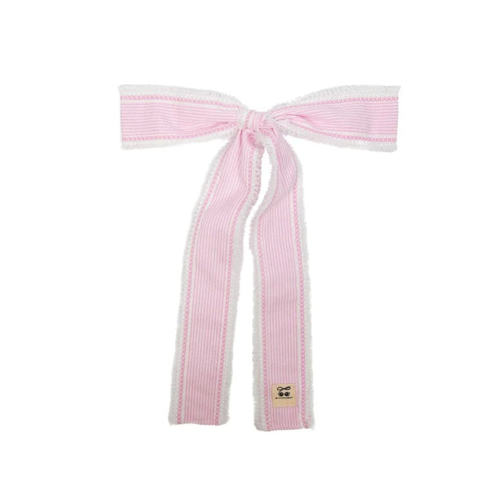 clip pin stripe and gingham with edge long bow