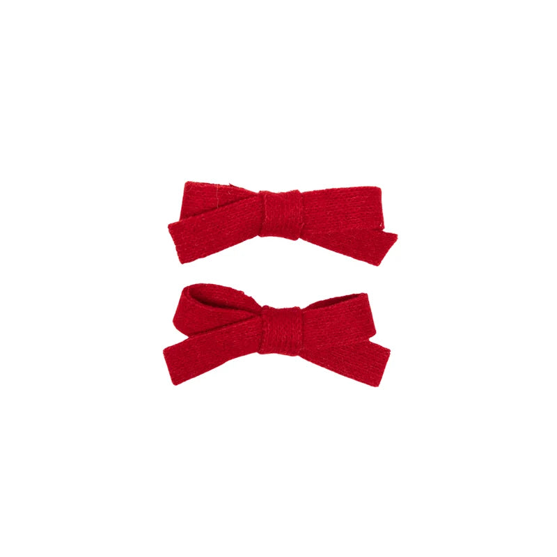 clip brushed wool mini bow set