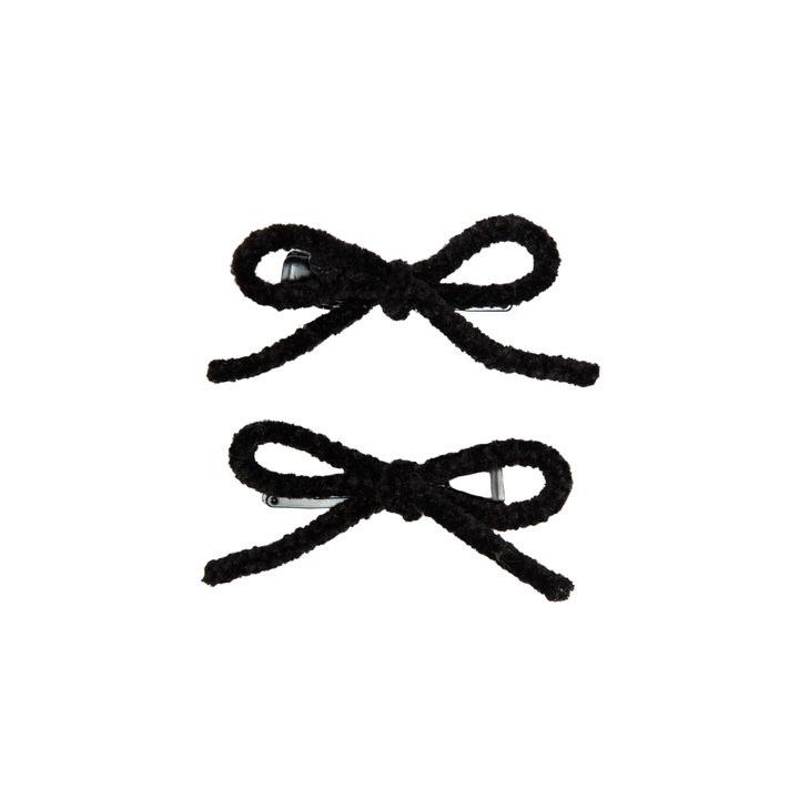 clip velvet cord mini bow set