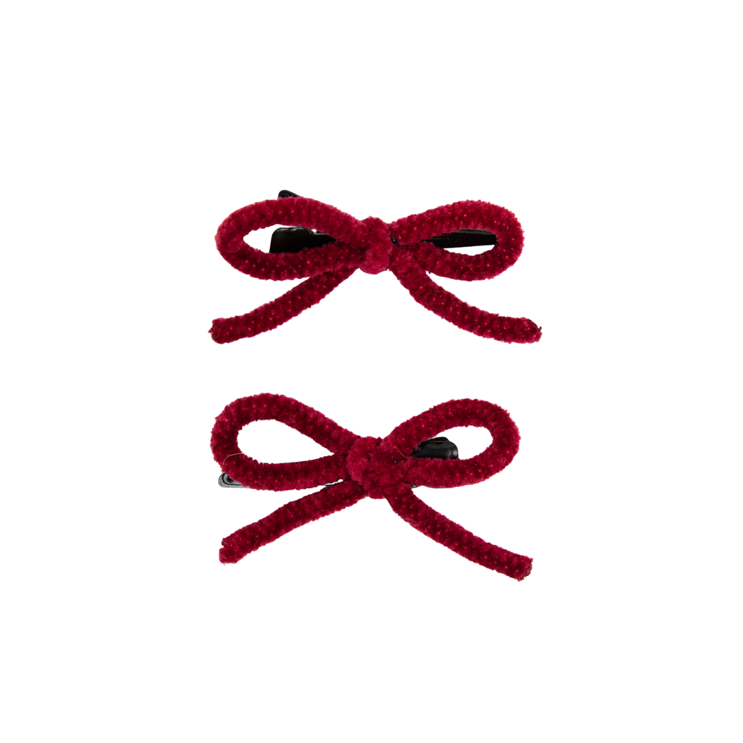 clip velvet cord mini bow set