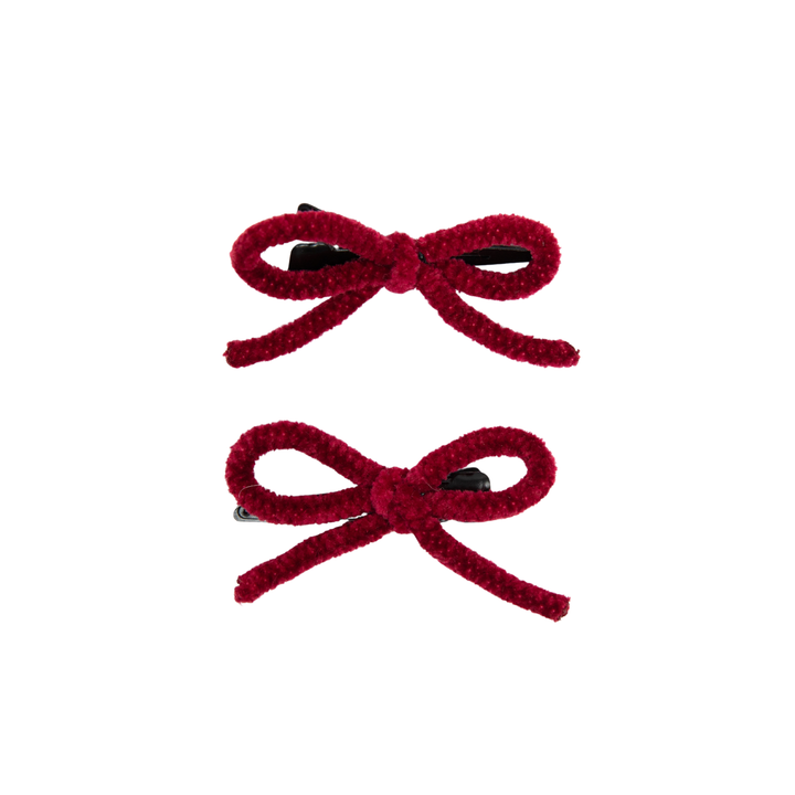 clip velvet cord mini bow set