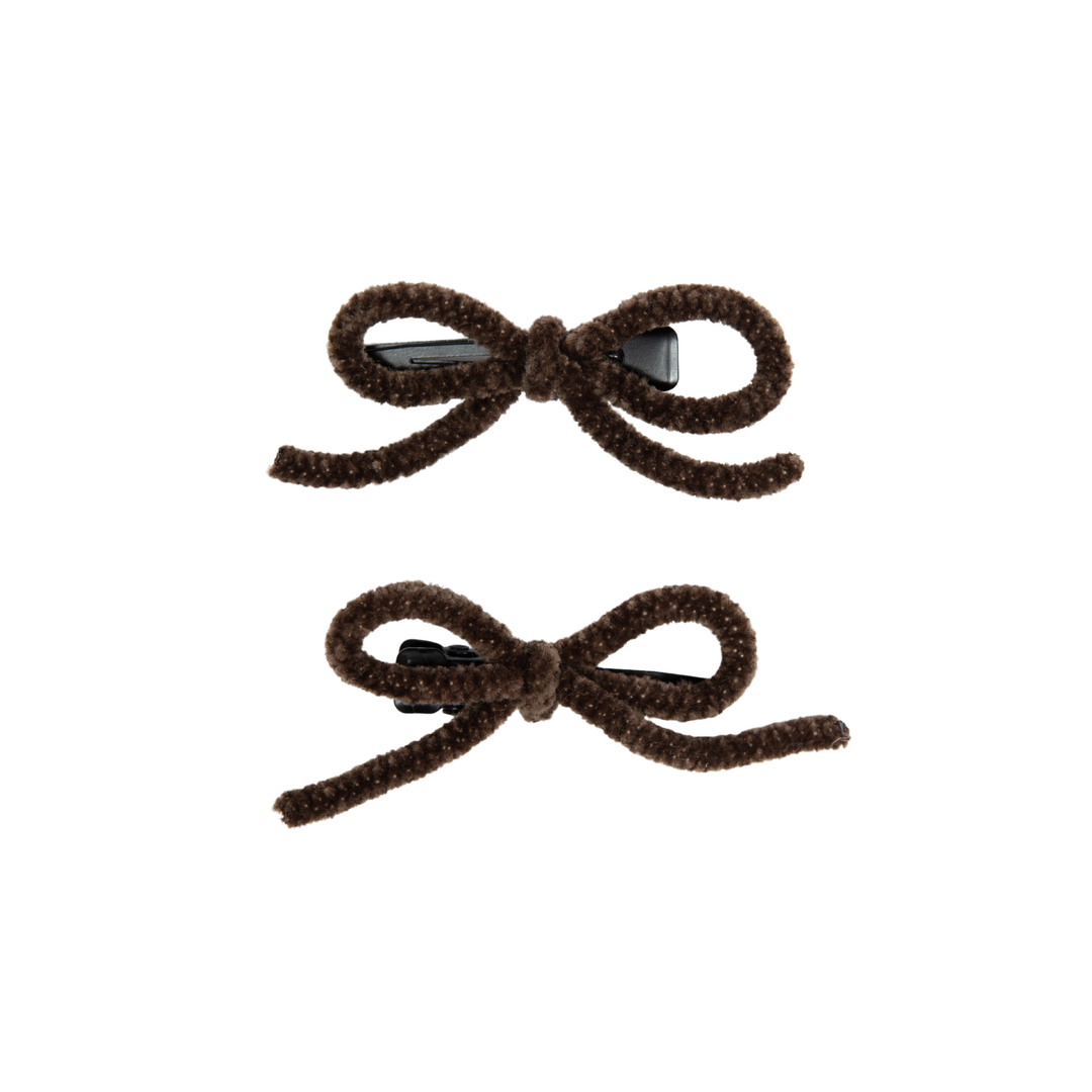 clip velvet cord mini bow set