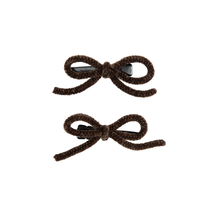 clip velvet cord mini bow set