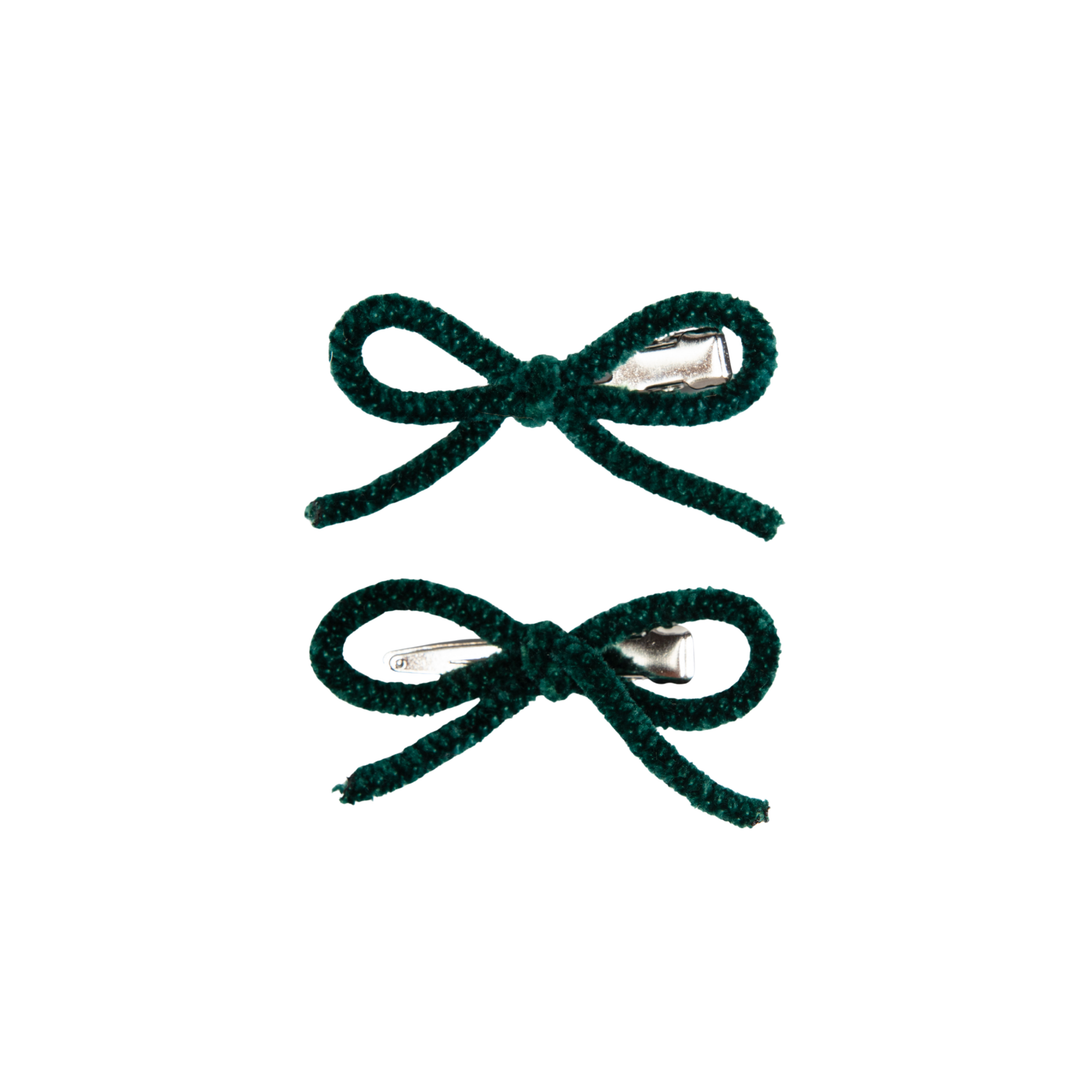clip velvet cord mini bow set