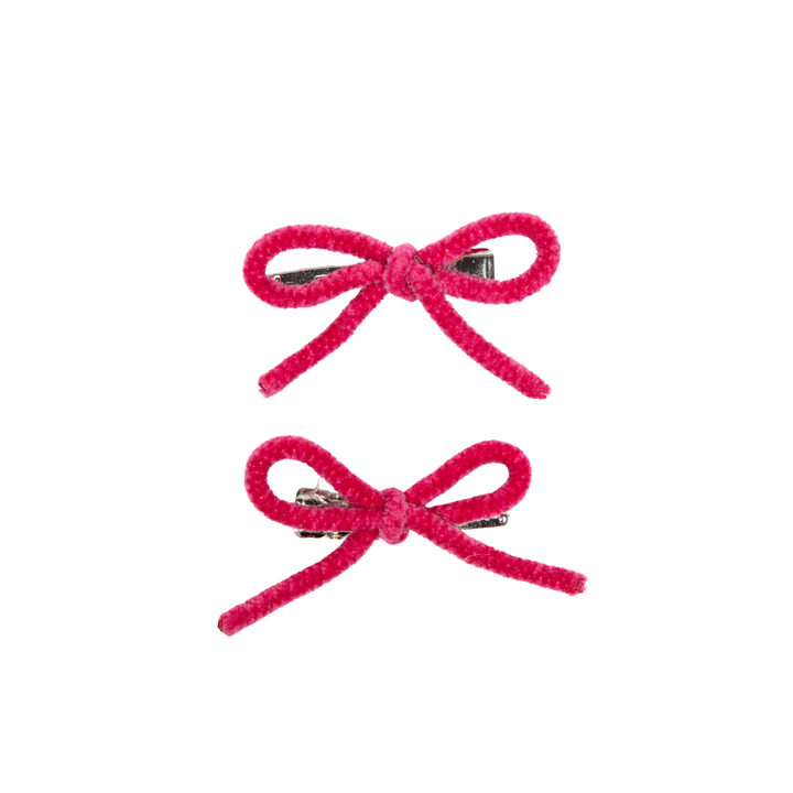clip velvet cord mini bow set